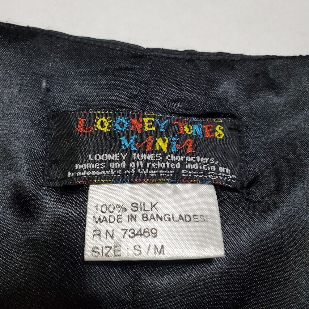 Vintage 1993 Looney Tunes 100% Silk Vest Mania Size S Tweety Bugs Taz Daffy Mens - Picture 6 of 7